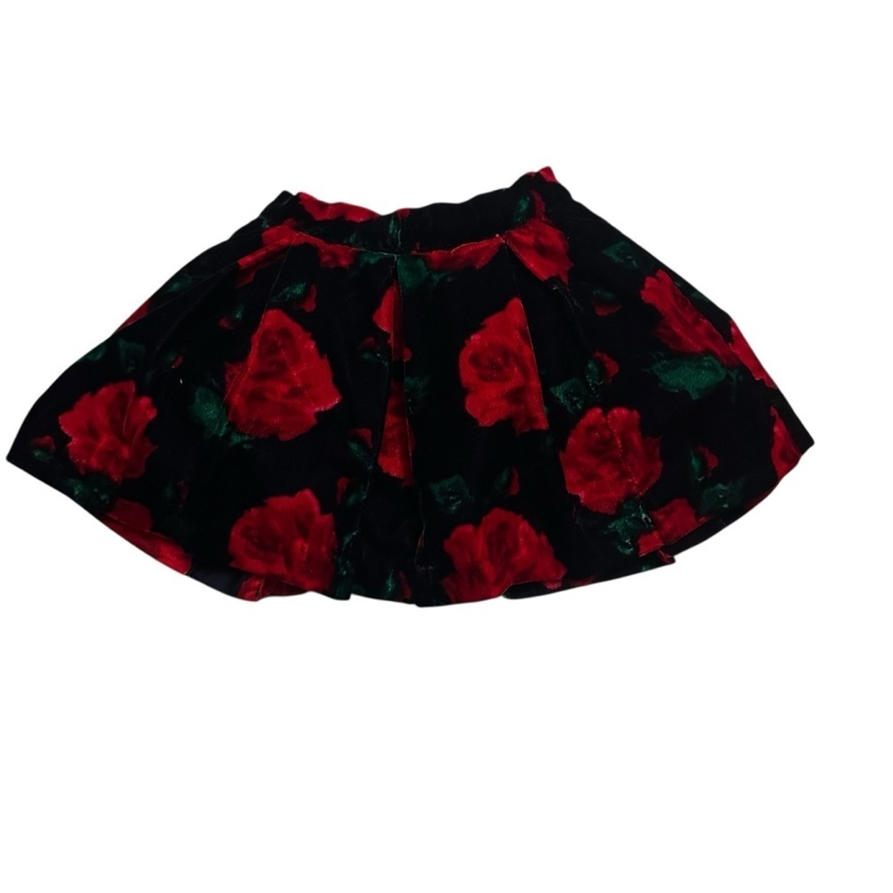 Janie and Jack Black Skirt with Red Floral Design